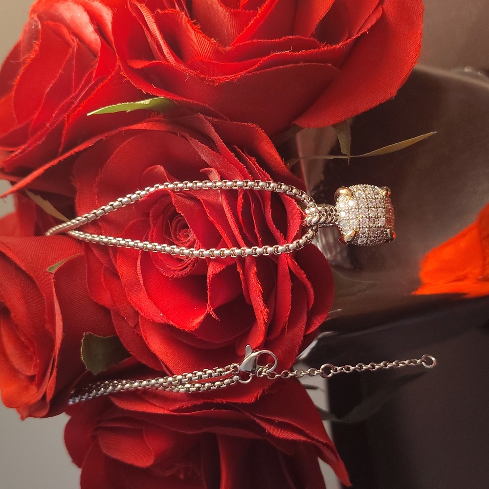 Cubic Zirconia Square Pendant Necklace 💎